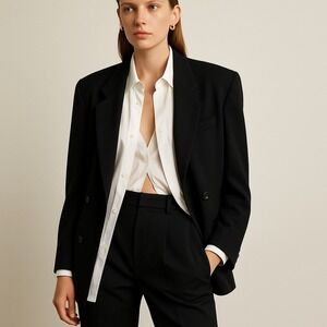 Vintage Giorgio Armani Black Double-Breasted Oversized Blazer – Made in Italy 38